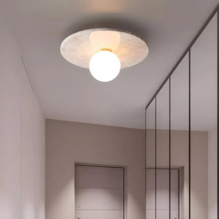 Contemporary Globe Round Marble Flush Mount Ceiling Light Zawala Image - 6