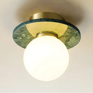 Contemporary Globe Round Marble Flush Mount Ceiling Light Zawala Image - 7