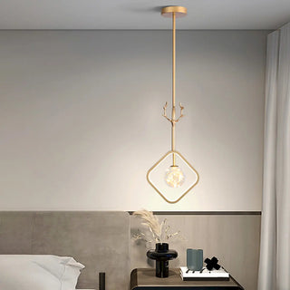 ZOWALA - Modern Gold Antler Crystal Globe Bedroom Pendant Light Image - 3