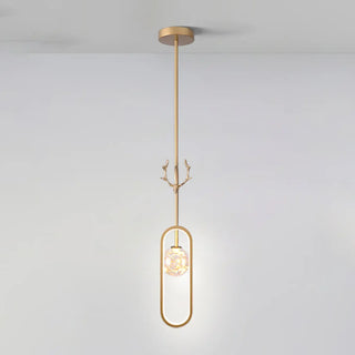 ZOWALA - Modern Gold Antler Crystal Globe Bedroom Pendant Light Image - 6