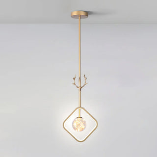 ZOWALA - Modern Gold Antler Crystal Globe Bedroom Pendant Light Image - 7