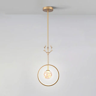 ZOWALA - Modern Gold Antler Crystal Globe Bedroom Pendant Light Image - 8