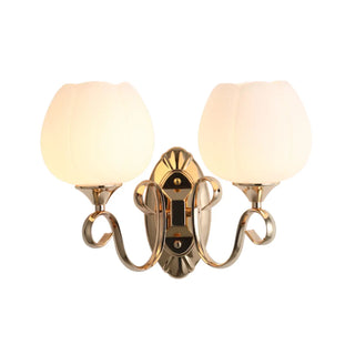 Elegant Double Globe White Glass LED Wall Sconce Image - 10