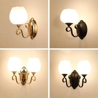 Elegant Double Globe White Glass LED Wall Sconce Image - 12