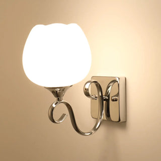 Elegant Double Globe White Glass LED Wall Sconce Image - 19