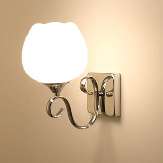 Elegant Double Globe White Glass LED Wall Sconce Image - 9