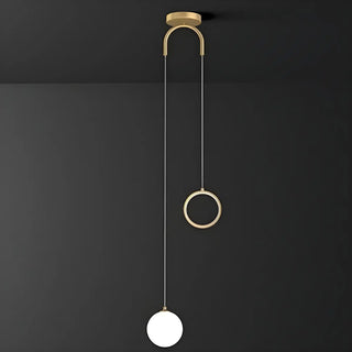 ZOWALA - Modern Dual Light Glass Globe and Ring Bedroom Pendant Light Image - 10