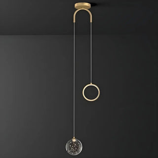 ZOWALA - Modern Dual Light Glass Globe and Ring Bedroom Pendant Light Image - 11