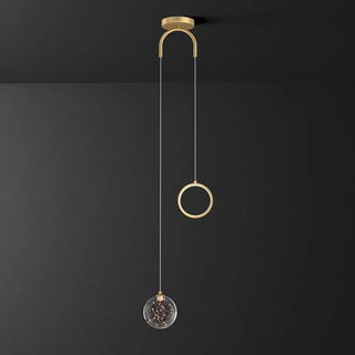 ZOWALA - Modern Dual Light Glass Globe and Ring Bedroom Pendant Light Image - 12