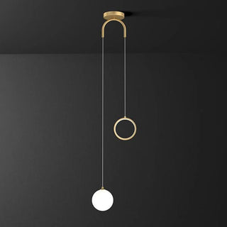 ZOWALA - Modern Dual Light Glass Globe and Ring Bedroom Pendant Light Image - 13