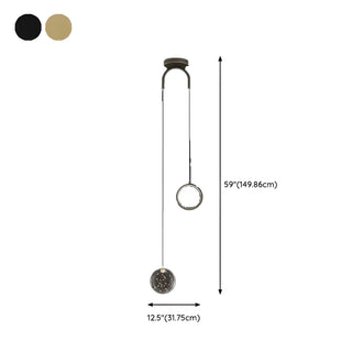 ZOWALA - Modern Dual Light Glass Globe and Ring Bedroom Pendant Light #size