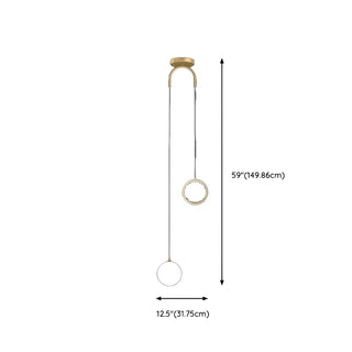 ZOWALA - Modern Dual Light Glass Globe and Ring Bedroom Pendant Light Image - 16