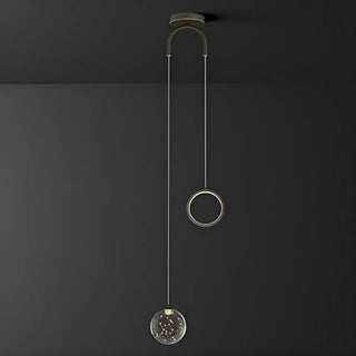 ZOWALA - Modern Dual Light Glass Globe and Ring Bedroom Pendant Light Image - 6