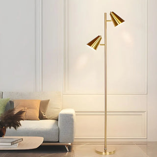 2-Light Adjustable Cone Gold Modern Metal Floor Lamp Zawala Image - 1