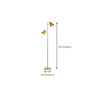 2-Light Adjustable Cone Gold Modern Metal Floor Lamp Zawala Image - 13