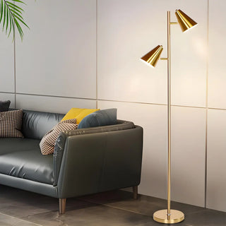 2-Light Adjustable Cone Gold Modern Metal Floor Lamp Zawala Image - 2