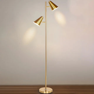 2-Light Adjustable Cone Gold Modern Metal Floor Lamp Zawala Image - 6