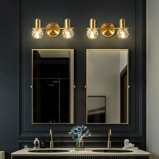 3-Light Clear Crystal Globe Adjustable Vanity Light Zawala Image - 3