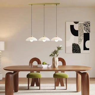ZOWALA - 3-Light Modern Dome Stone Gold Island Pendant Light Image - 1