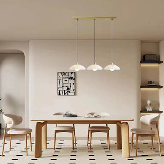 ZOWALA - 3-Light Modern Dome Stone Gold Island Pendant Light Image - 2