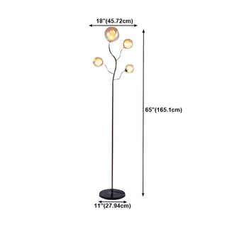 4-Light Modern Glod Tree Glass Globe LED Floor Lamp Zawala Image - 16