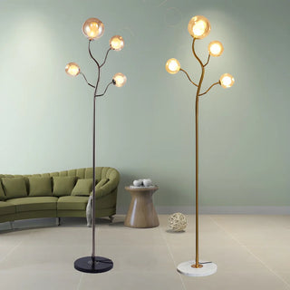 4-Light Modern Glod Tree Glass Globe LED Floor Lamp Zawala Image - 3