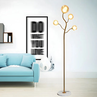 4-Light Modern Glod Tree Glass Globe LED Floor Lamp Zawala Image - 5