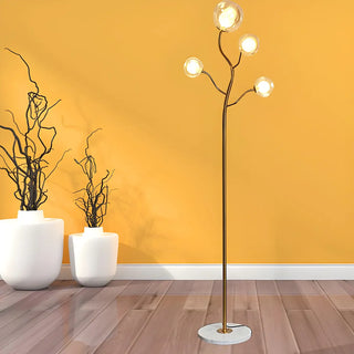 4-Light Modern Glod Tree Glass Globe LED Floor Lamp Zawala Image - 6