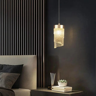 ZOWALA - Modern Luxury Gold Geometric Acrylic Bedroom Pendant Light Image - 1
