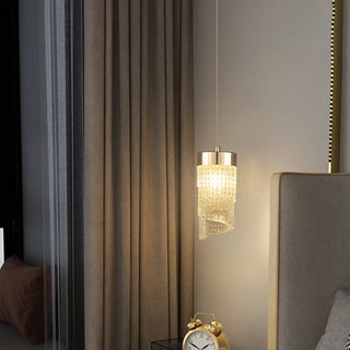 ZOWALA - Modern Luxury Gold Geometric Acrylic Bedroom Pendant Light Image - 2