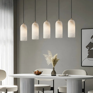 ZOWALA - Modern Gold Alabaster Cylinder Pendant Light Image - 1