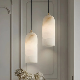 ZOWALA - Modern Gold Alabaster Cylinder Pendant Light Image - 10