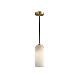 ZOWALA - Modern Gold Alabaster Cylinder Pendant Light Image - 12