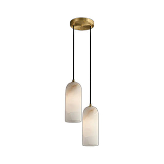 ZOWALA - Modern Gold Alabaster Cylinder Pendant Light Image - 13
