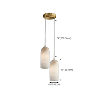 ZOWALA - Modern Gold Alabaster Cylinder Pendant Light Image - 19
