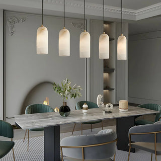 ZOWALA - Modern Gold Alabaster Cylinder Pendant Light Image - 2