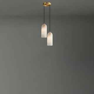 ZOWALA - Modern Gold Alabaster Cylinder Pendant Light Image - 3