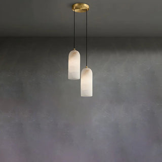 ZOWALA - Modern Gold Alabaster Cylinder Pendant Light Image - 4