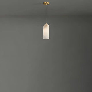 ZOWALA - Modern Gold Alabaster Cylinder Pendant Light Image - 5