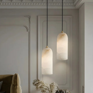 ZOWALA - Modern Gold Alabaster Cylinder Pendant Light Image - 7