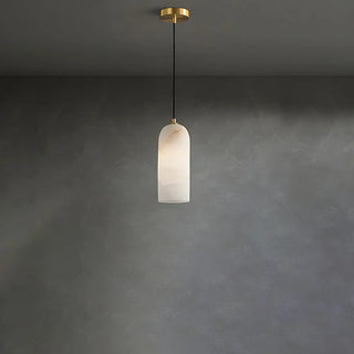 ZOWALA - Modern Gold Alabaster Cylinder Pendant Light Image - 8