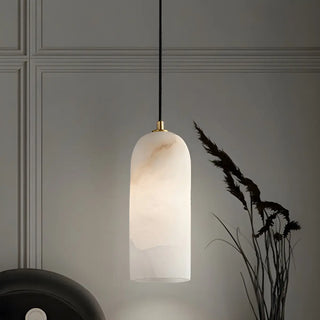 ZOWALA - Modern Gold Alabaster Cylinder Pendant Light Image - 9