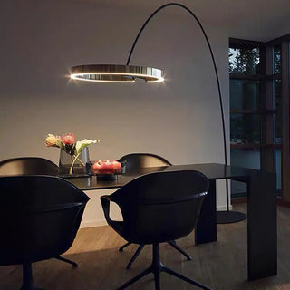 Elegant Aluminum Arc Gold Circular LED Floor Lamp Zawala Image - 2