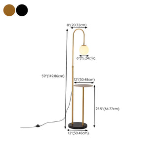 Adjustable Globe Modern Black Arc Floor Lamp with Shelf Zawala #size