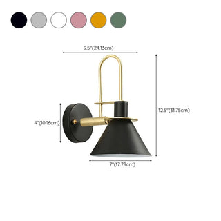 Contemporary Green Cone Brass Vanity Wall Light Zawala #size