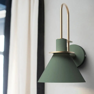 Contemporary Green Cone Brass Vanity Wall Light Zawala Image - 9