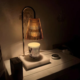 Simple Glass Barrel Shade Stone Base Candle Table Lamp Zawala Image - 10