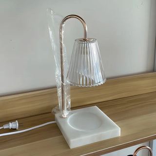 Simple Glass Barrel Shade Stone Base Candle Table Lamp Zawala Image - 12