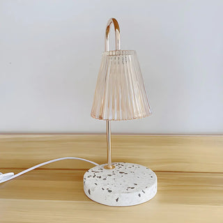 Simple Glass Barrel Shade Stone Base Candle Table Lamp Zawala Image - 14