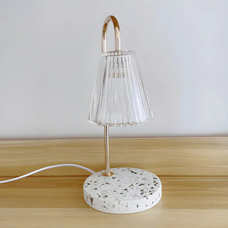 Simple Glass Barrel Shade Stone Base Candle Table Lamp Zawala Image - 15